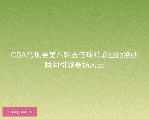 CBA常规赛第八轮五佳球精彩回顾绝妙瞬间引领赛场风云